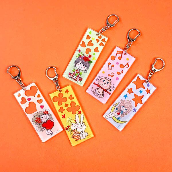 水森亜土 アクリルキーホルダー スクエア I LOVE YOU 亜土ちゃん