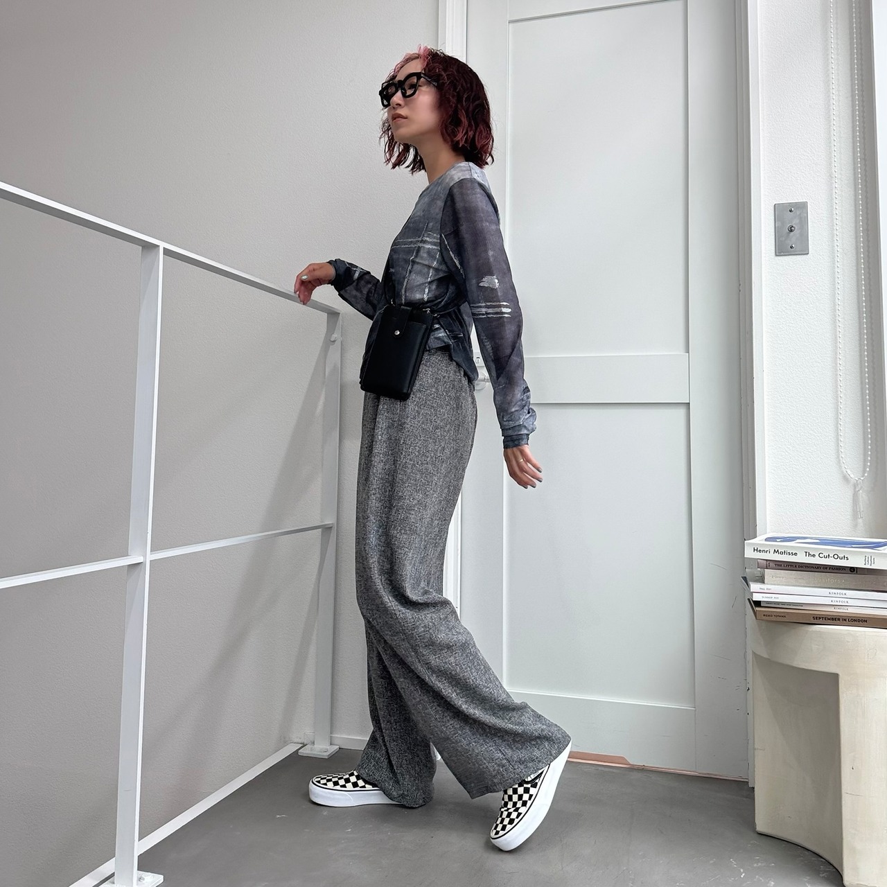 leather wallet multi shoulder bag/black