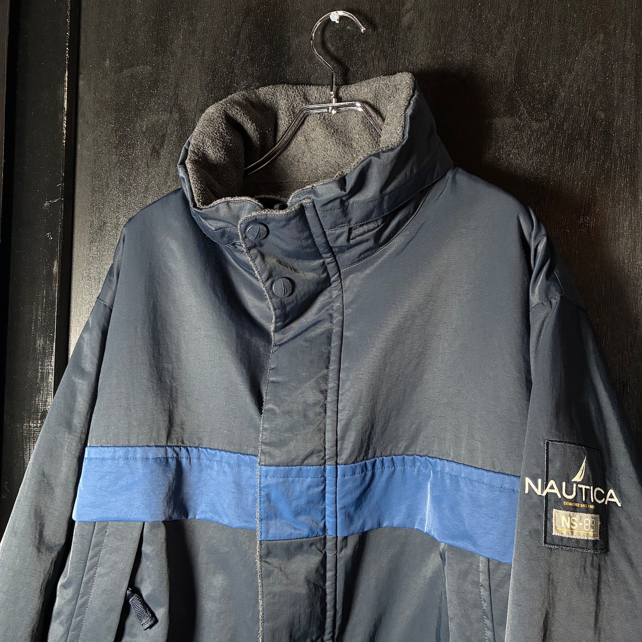 00s NAUTICA ナイロン×フリース リバーシブルジャケット ネイビー グレー XL