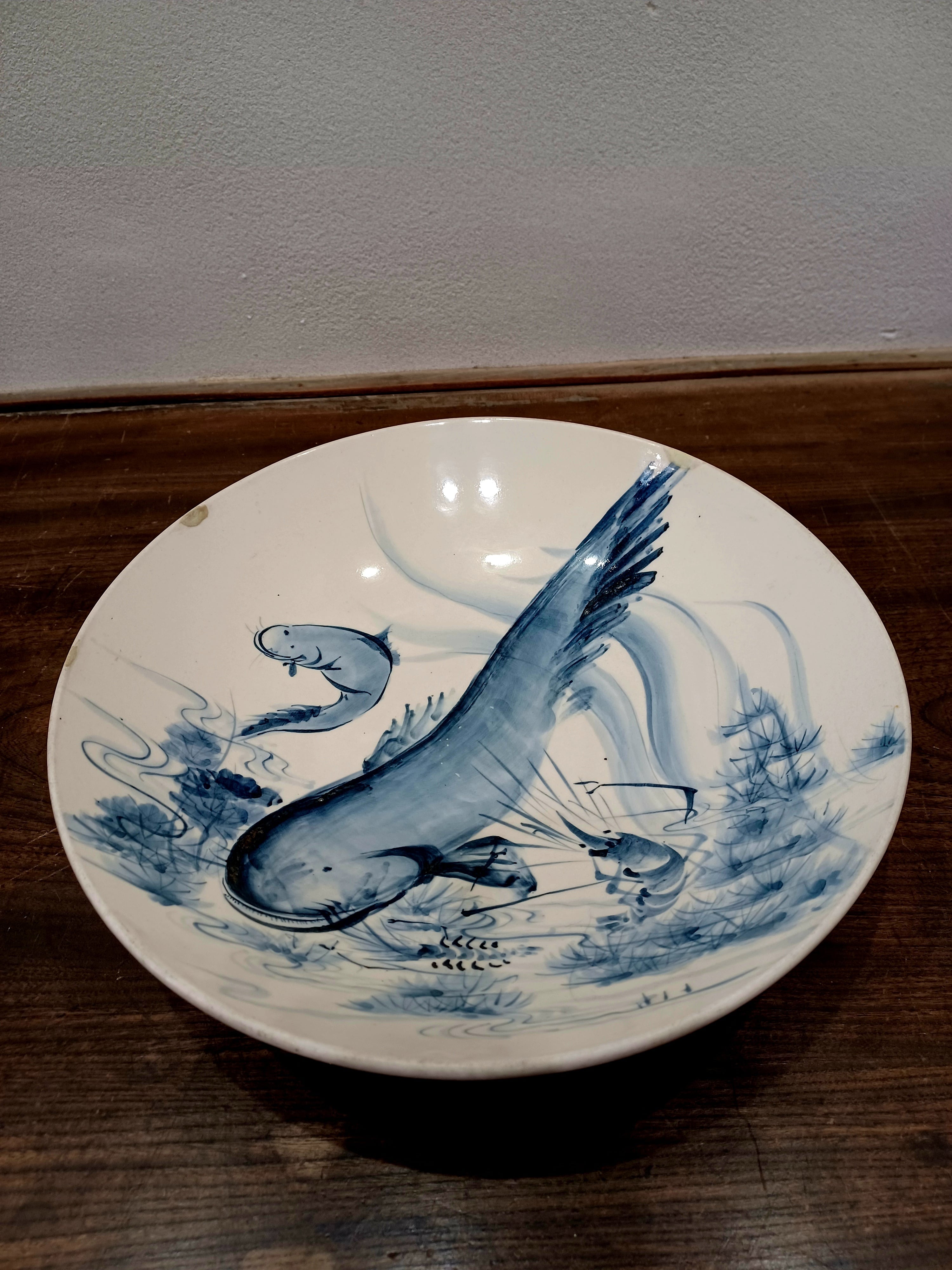 染付 鯰図 大鉢／飾り皿｜江戸期｜直径34.7cm | Nakayacacan (那加屋花冠)