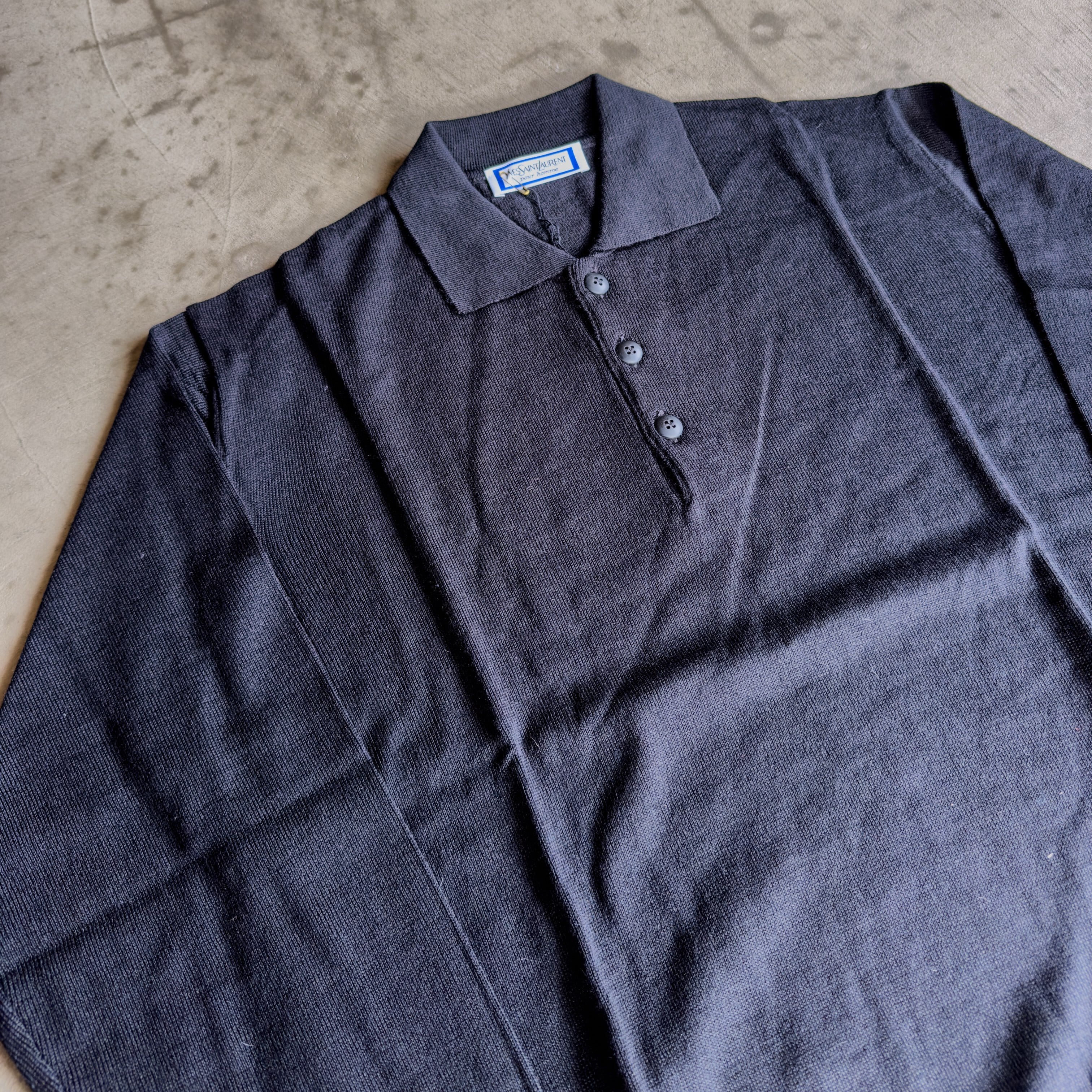 DEADSTOCK] 70's YVES SAINT LAURENT Knit Polo Black made in Italy