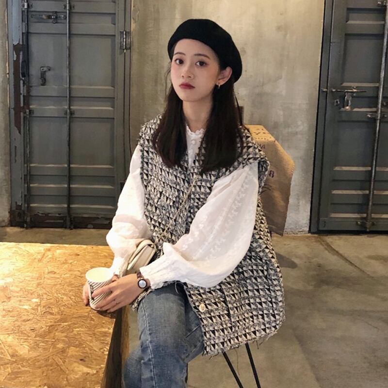 スプリングオータムノースリーブジャケット レッド 春物 秋物 試着室35872291349