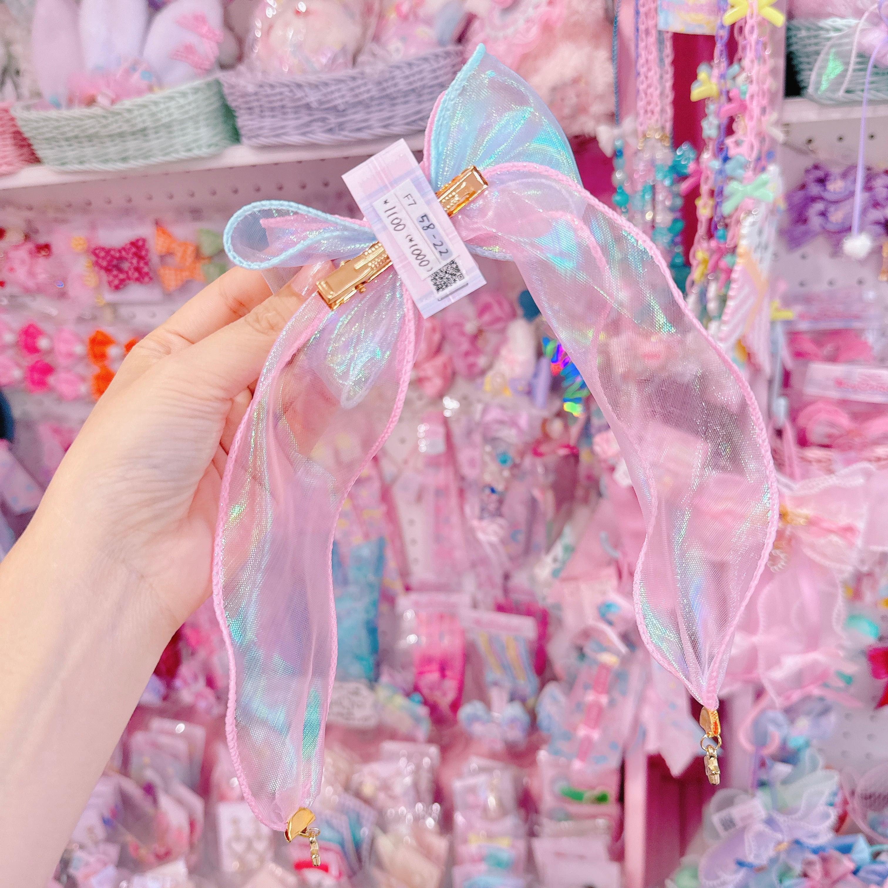 【F7】58-22たらりんオーガンジーヘアクリップ