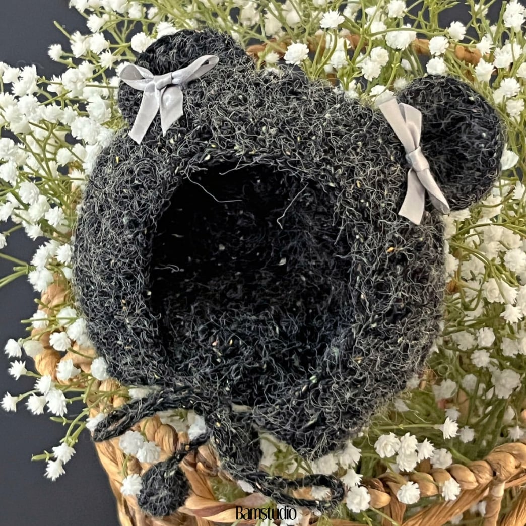 予約【Bam’studio】Tweed Ribbon Bonnet hat (5Color)