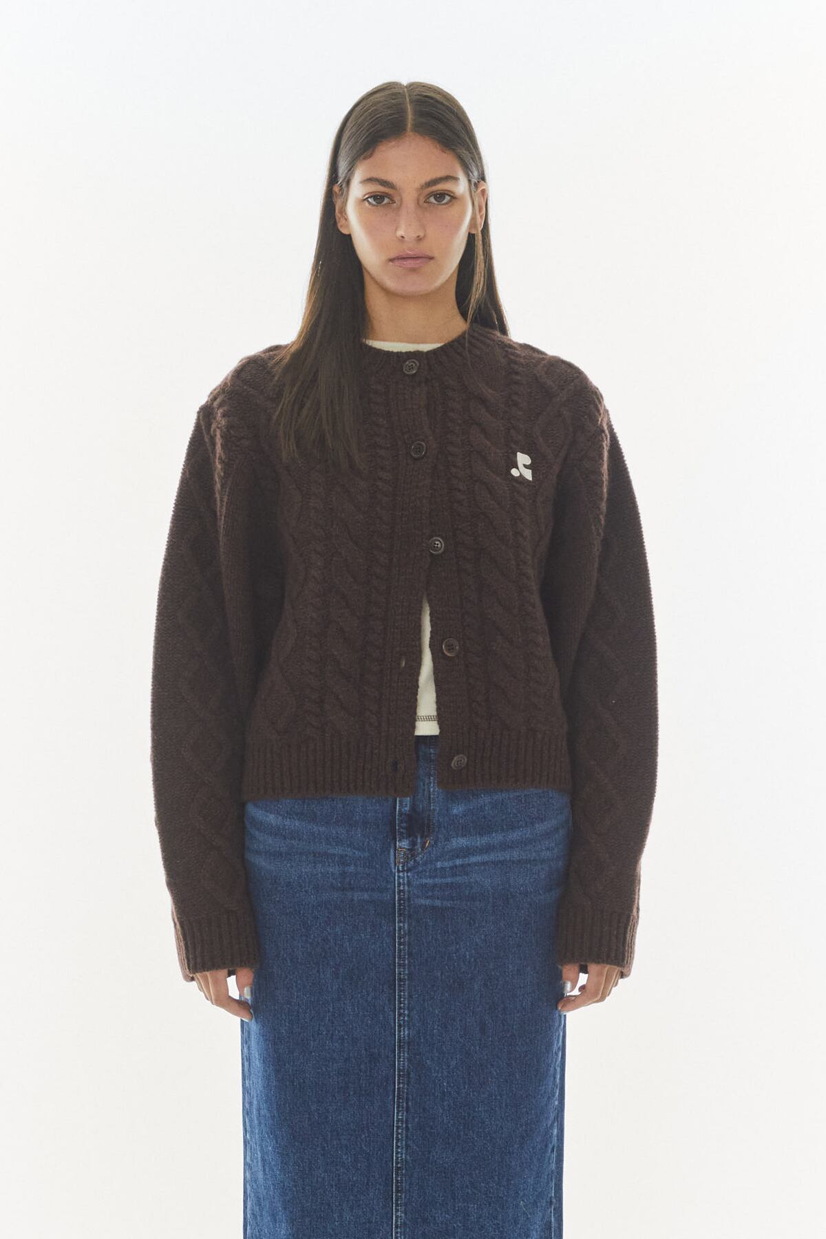 Rest & Recreation] WOOL FISHERMAN KNIT CARDIGAN - BROWN 正規韓国