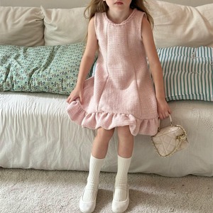 秋ピンクスパンコール織りワンピース