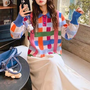 【2色】3Dラインのリボンcrossニット (kai1263)