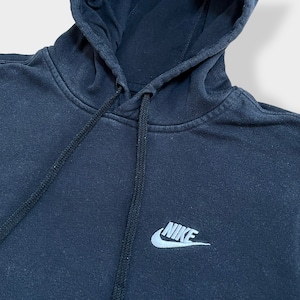 【NIKE】ワンポイント 刺繍ロゴ プルオーバー  パーカー フーディー hoodie L ナイキ US古着