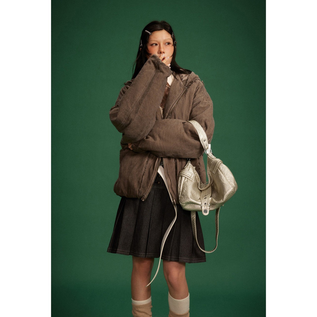 【暖かさUP】VINTAGE ウォッシュ加工中綿ジャケット T1271