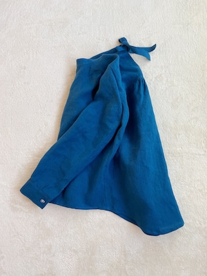 INK BLUE LINEN SHIRT（RIBBON)