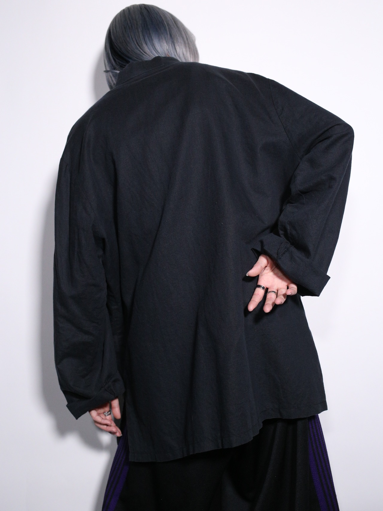 "刺繍×龍" front. design black china shirt - 6