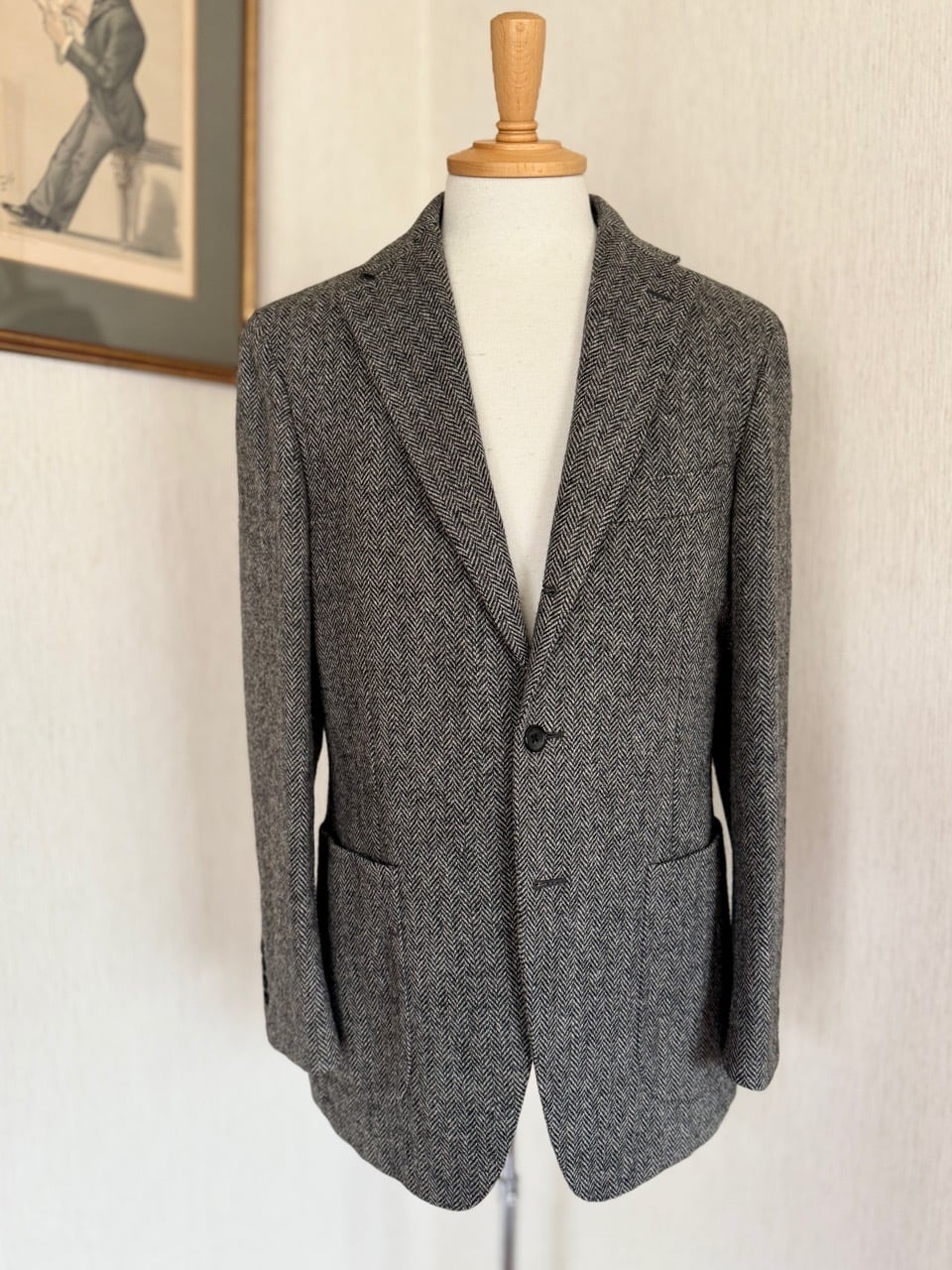 ベルベスト メンズテーラードジャケット ウール 46 本切羽 刻印ボタン BELVEST (ベルベスト) CAPSULE SINGLE BREASTE JACKET 2PATCH WITH BAG