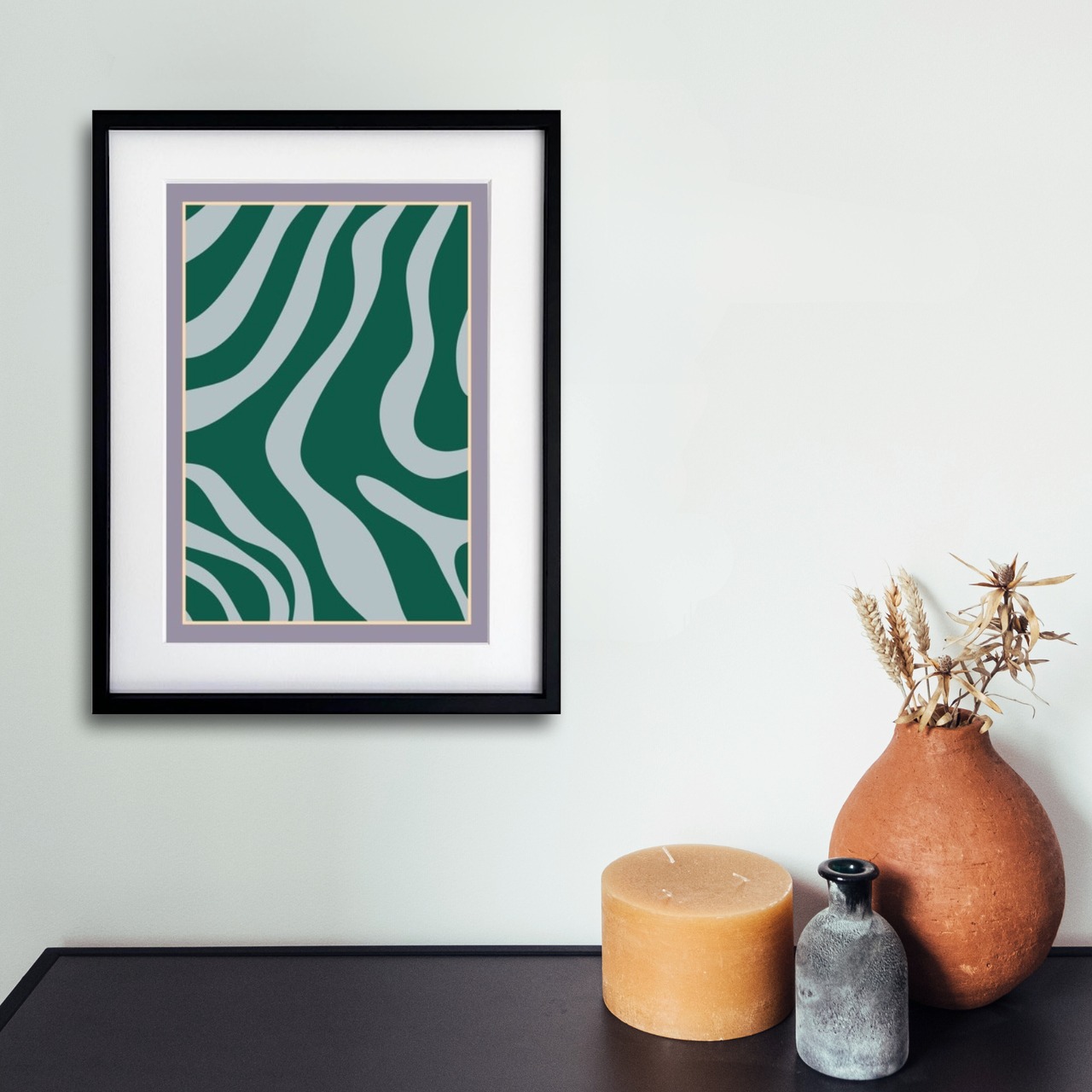 静寂の流れ｜曲線が描く穏やかなリズムのミニマルアートポスター｜洗練と調和を感じるモダンインテリアに最適な一枚A3ポスター