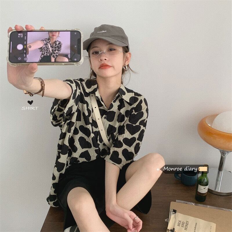 サマー薄手スタンダードシャツ ルーズ レトロ 夏物 モンロー79621646377