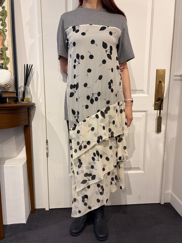 3.1 Phillip lim / vintage cherry print asymmetry layered top.