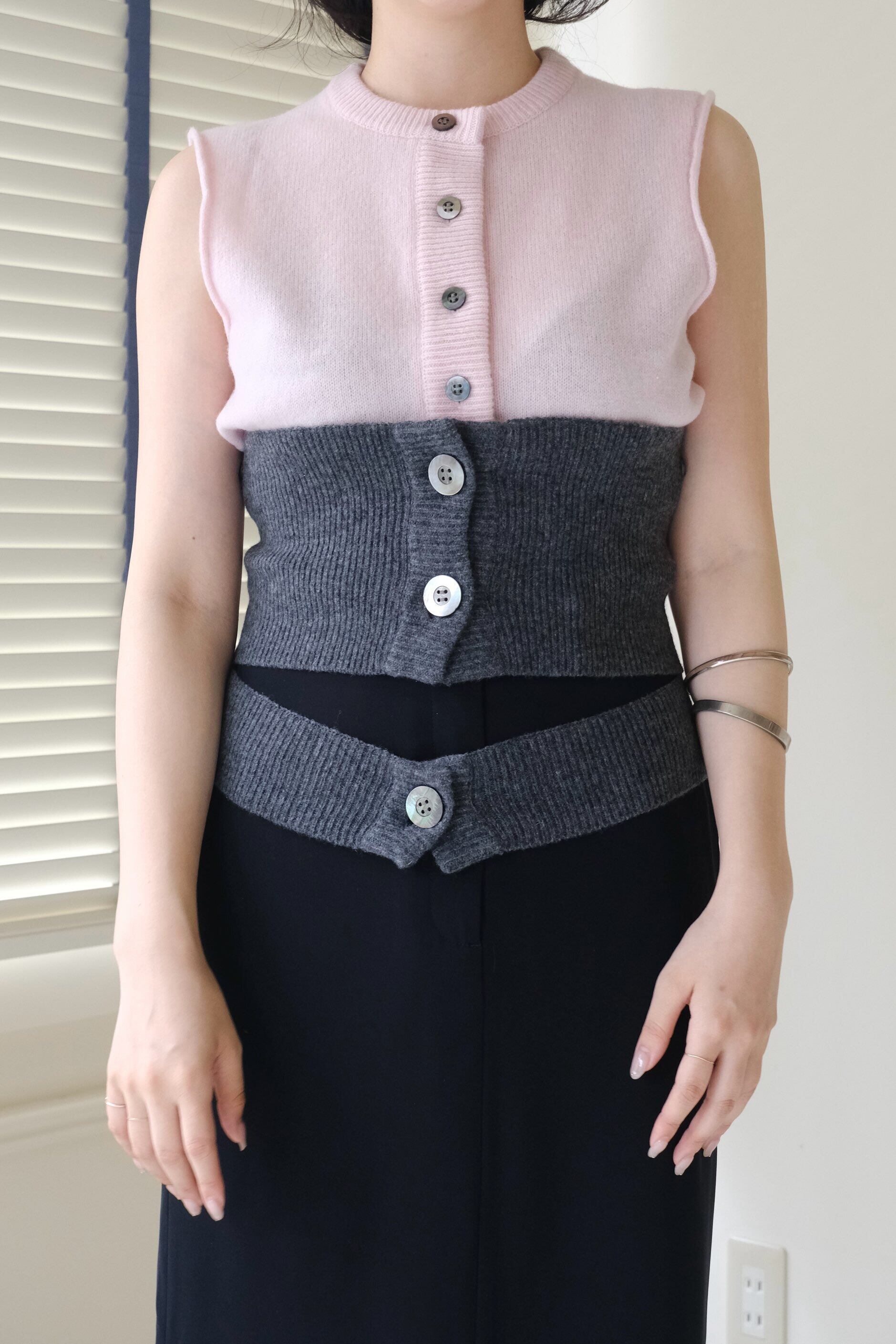 KAYLE】WOOL KNIT VEST WAIST WARMER SET | theour