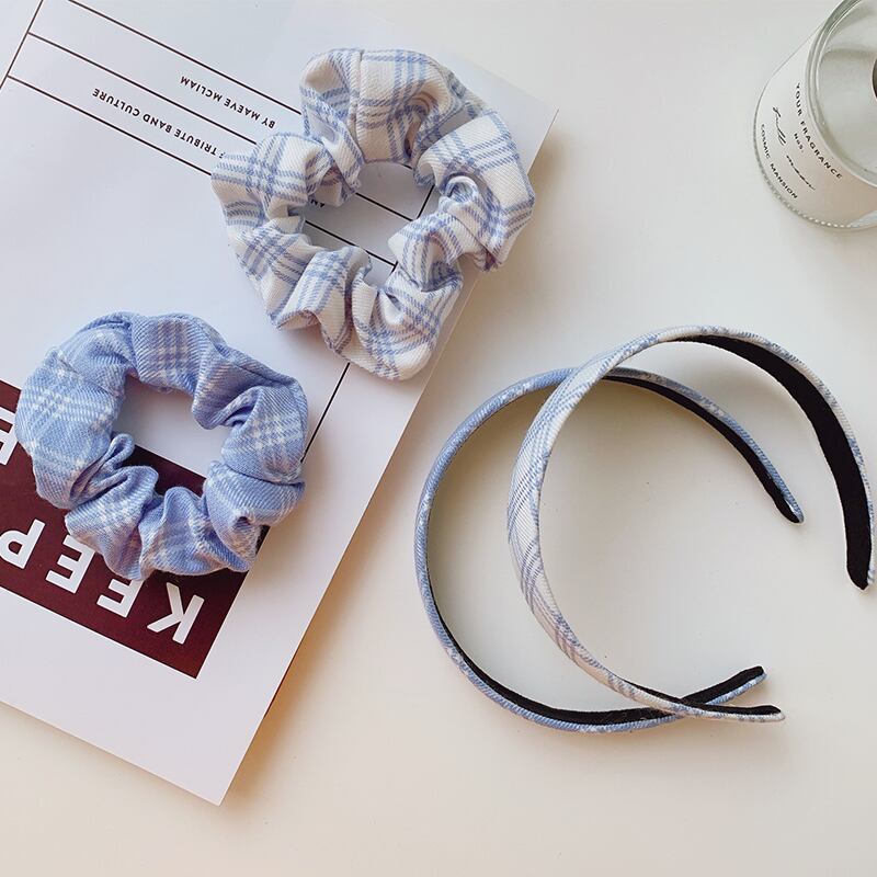格子柄スタンダードヘアバンド アクセサリー ブルー レトロ 大人ガーリー スウィート キュート カジュアル ブラック・アイド・ピーズ97371326005