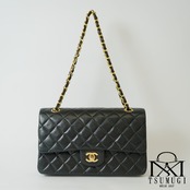 CHANEL シャネル マトラッセ 25 ラムスキン ダブルフラップ ダブルチェーン ショルダーバッグ ゴールド金具 ブラック 4番台
