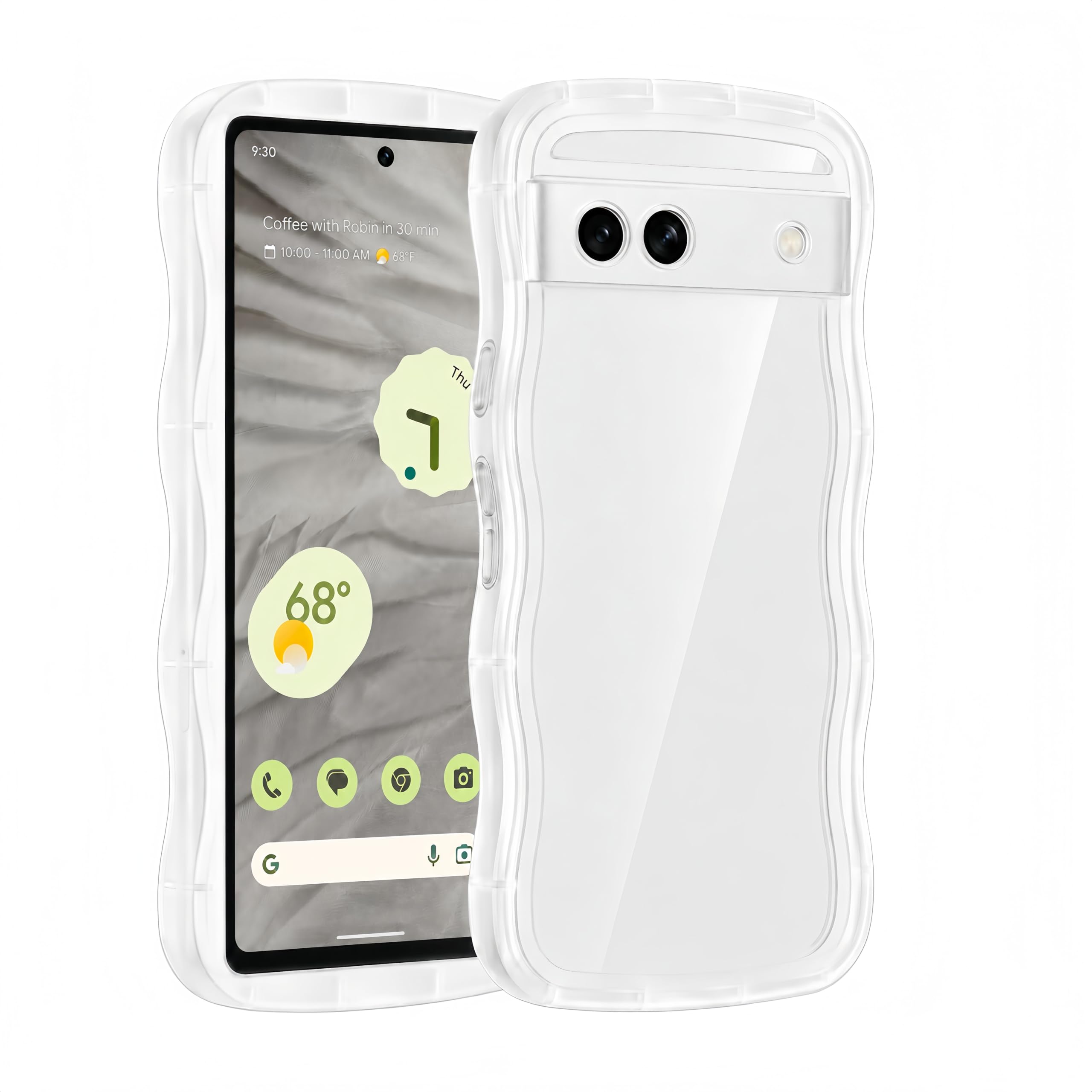 Cobenga 対応 スマホケース Google Pixel 8a TPU 素材 透明 耐衝撃 軽量 波紋デザイン ストラップ付き 握りやすい 可愛らしい ファッションデザイン(クリア)