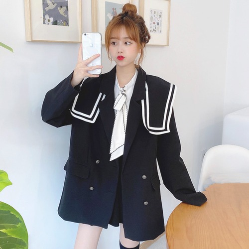 ✞ ネイビー♡ブレザー ジャケット ロング スウィート ✞ゴスロリ SM ミリ 甘ロリ クラロリ 和ロリ エレガント 黒ロリ 姫ロリ 華ロリ BB-BB32355806968
