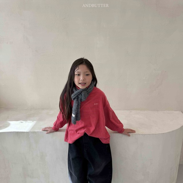 アートストライプタートルネック ※ジュニアsize 【andbutter】
