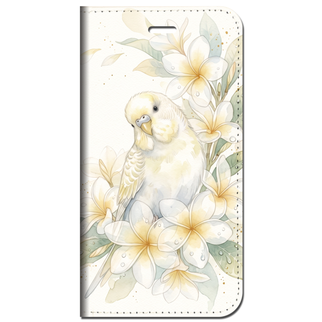 iPhone対応 スマホ 手帳型ケース 夏 セキセイインコ インコ プルメリア 水彩 くすみカラー 大人可愛い 癒やし 南国 涼やか ギフト スマホケース スタンド 【iPhone17 / iPhone16e / iPhone16 他 iPhone各機種対応】 |ianuan12