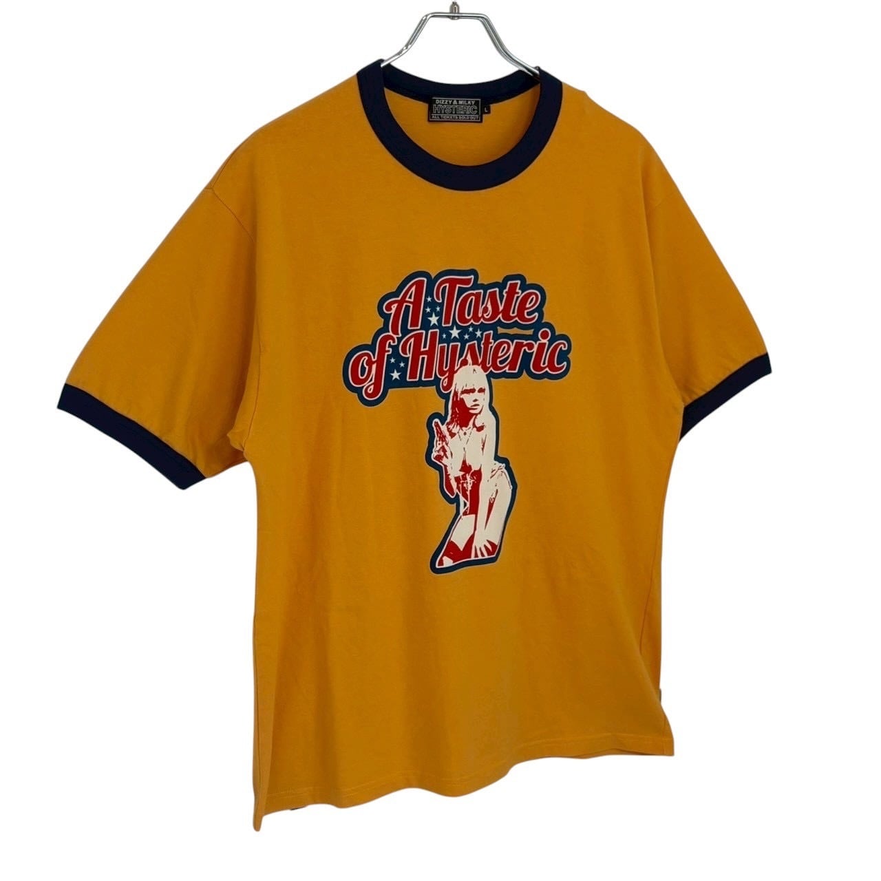 HYSTERIC GLAMOUR リンガーTシャツ　黄色　Lサイズ HYSTERIC GLAMOUR ヒステリックグラマー Tシャツ L リンガー センター