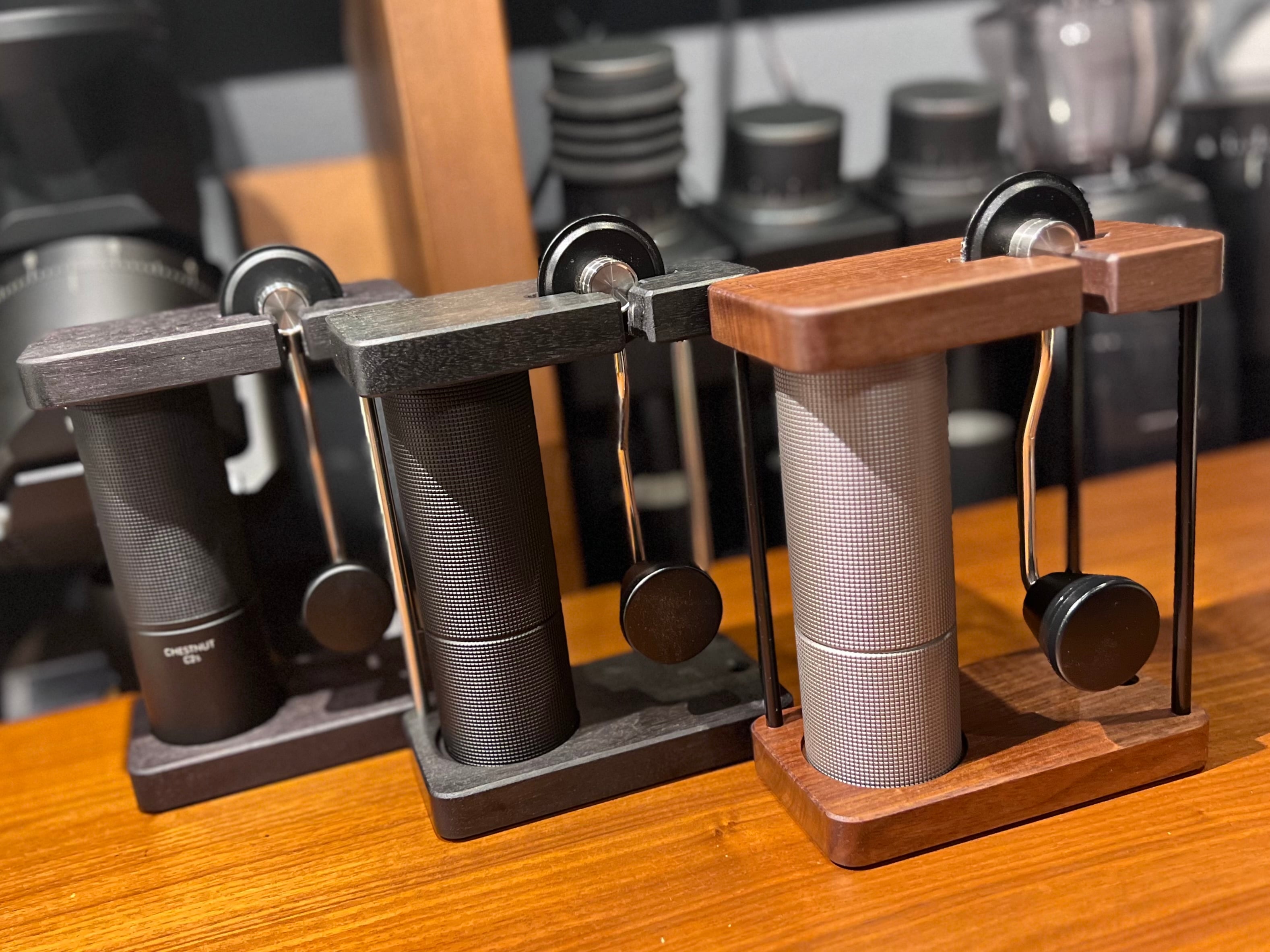 JHAT.. Coffee grinder stand for TIMEMORE C2 C3 American Walnut
