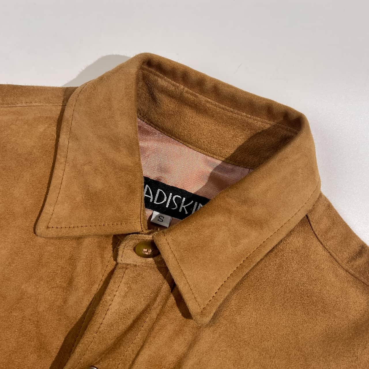MADISKIN マディスキン レザー スエード 長袖 シャツ ジャケット S/ベージュ ブラウン系 メンズ