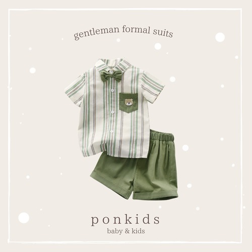 《予約商品》送料無料  プティグリーンストライプ　ボーイフォーマル
