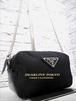 ◆PRADA プラダ ナイロンxパテントレザー クロスボディ チェーンストラップ ショルダー カメラ バッグ ポーチ ポシェット 黒◆クロスボディ