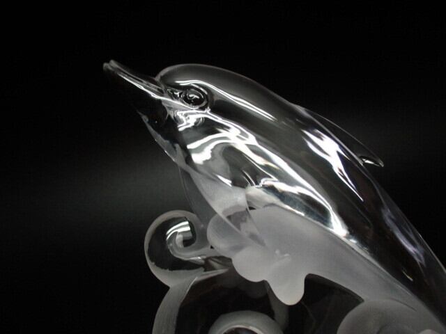 [送料無料]最高品質][超美品] 総高約32cm 最高品質天然水晶イルカ