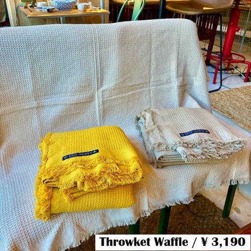 India Cotton Throwket Waffle 150x220cm 3 Colors Available: Natural, Beige, Mustard, Multi-Cover　