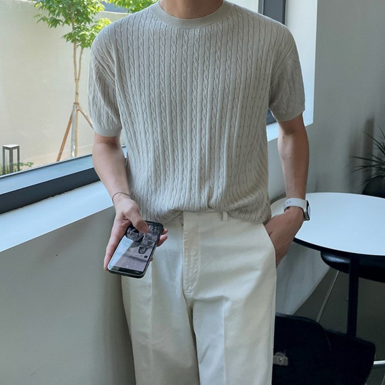 ニットジャガードTシャツ　MT0080222