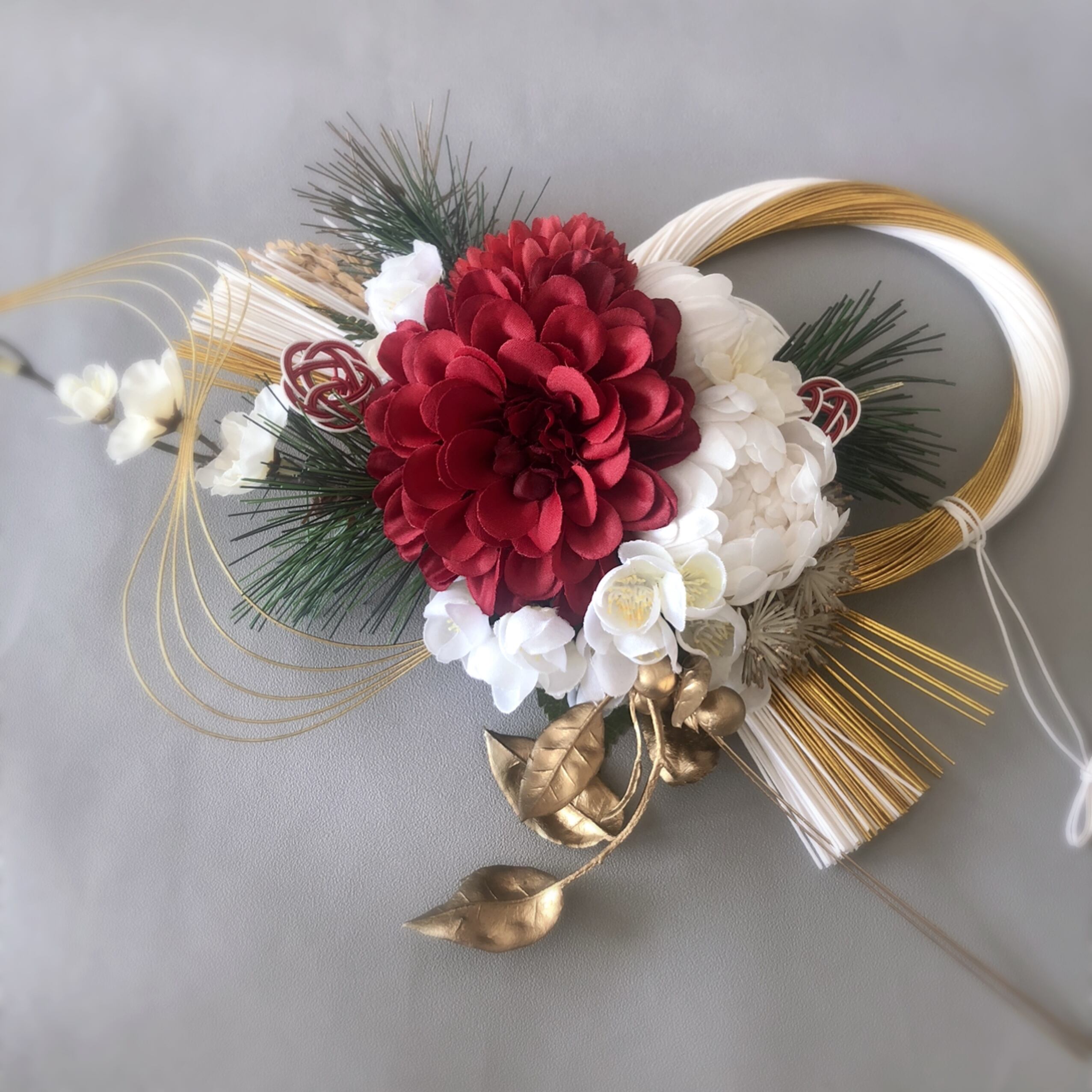 ✿॰ॱエクリュカラーのお正月【フリルローズメイン 】しめ縄飾り✿॰ॱ ✿॰ॱエクリュカラーのお正月【フリルローズメイン 】しめ縄飾り