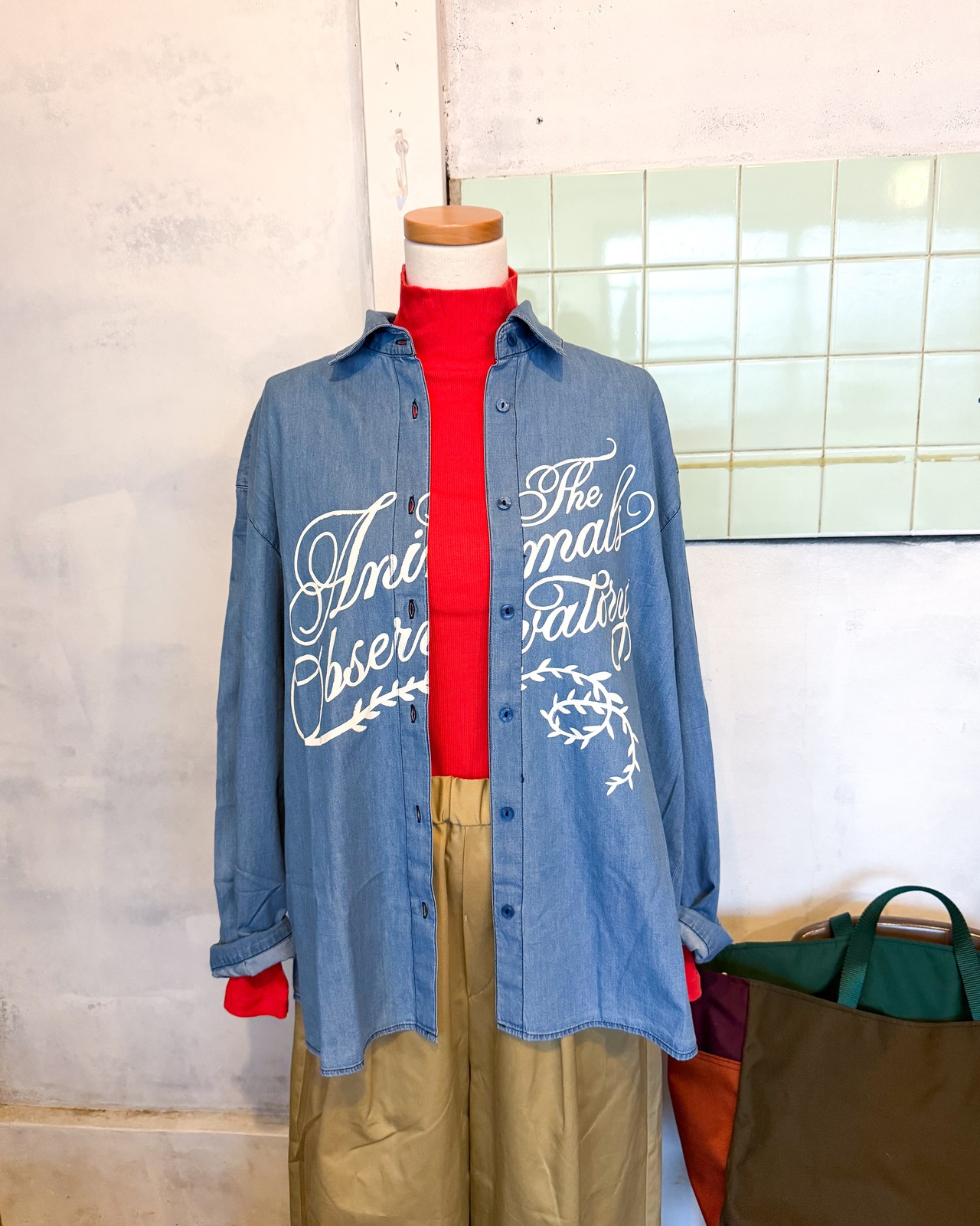 【THE ANIMALS OBSERVATORY 14Y】WOLF DENIM SHIRT