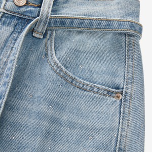 belted rhinestone denim pants　J00438