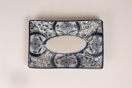 安南　長角深皿　間取花【B級品 特価】