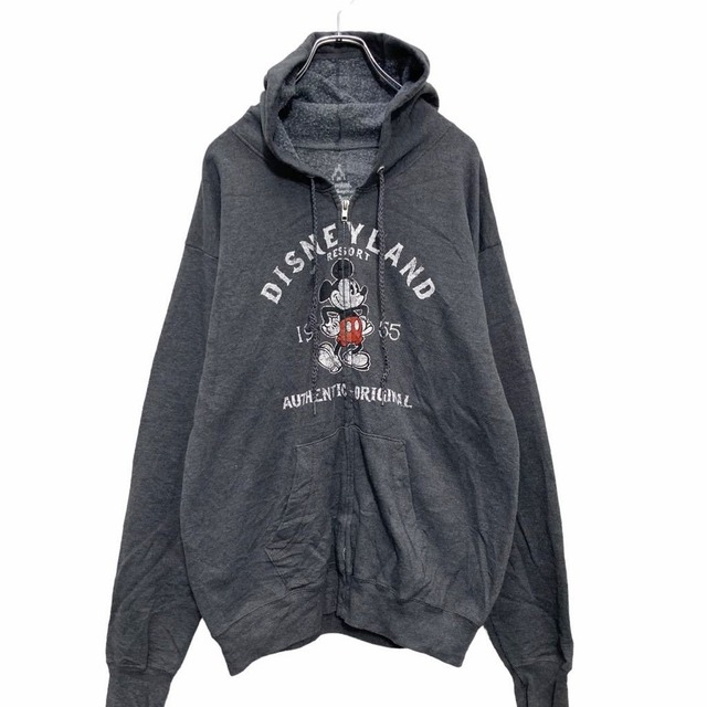Hanes プリント スウェット ジップアップ パーカー M グレー ヘインズ 