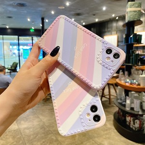 iphone X 11 12 シリーズ  パステルレインボー シリコンケース♡カメラ保護