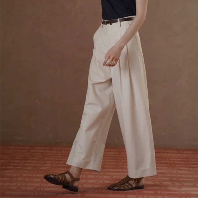 ツータック裾ダブルワイドパンツ　　1284　