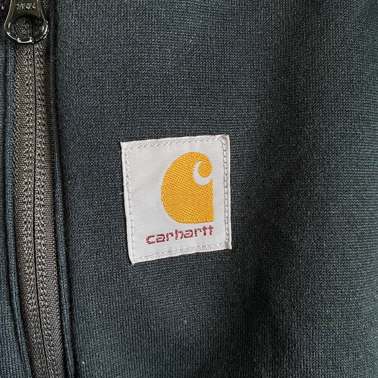 カーハート ジャケット メンズ フルボタン 裏キルティング 刺繍 ロゴ 黒 L