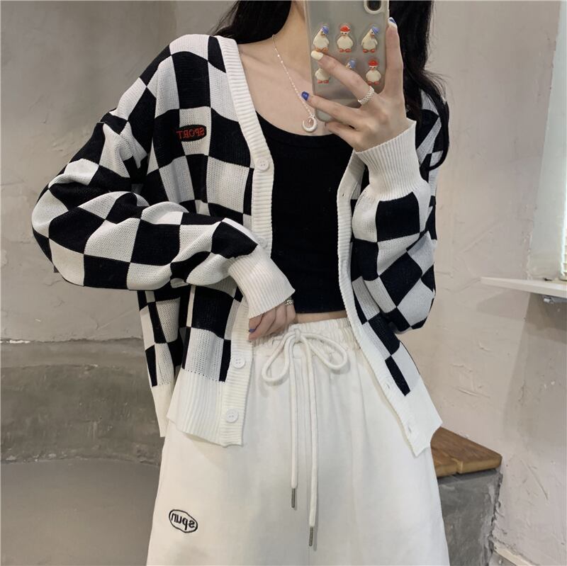 セーター レディーススプリングオータム薄手スタイルスタンダードルーズVネックカーディガン ロング レトロ 春物 秋物 1号婦人30431552645