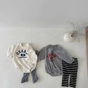 【BABY】韓国風　CHARM長袖ロンパース