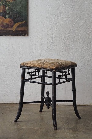 シノワズリー黒スツール-antique chinoiserie black stool