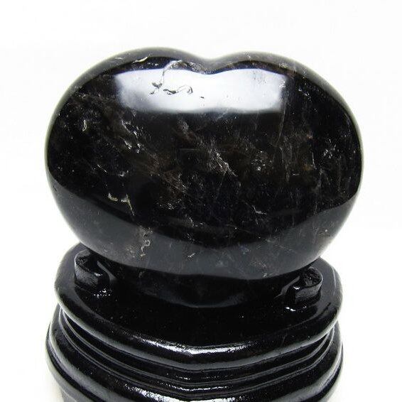 黒水晶 置物 モリオン ハート 台座付属 一点物 155-1104