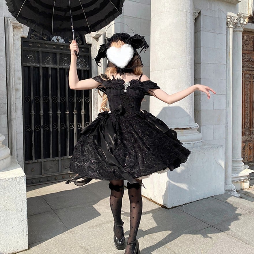 ゴスロリ通販 With U ゴスロリ スワン ジャンパースカート ダーク