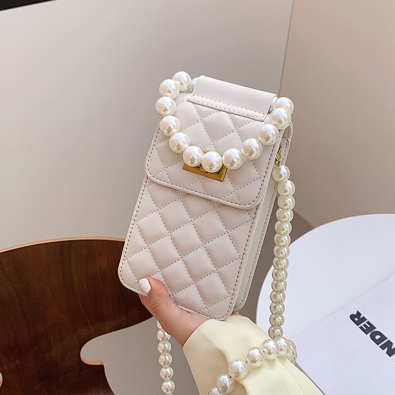 パールチェーン サマー 夏物 真珠 スクウェア 手作りハンドバック73359160170