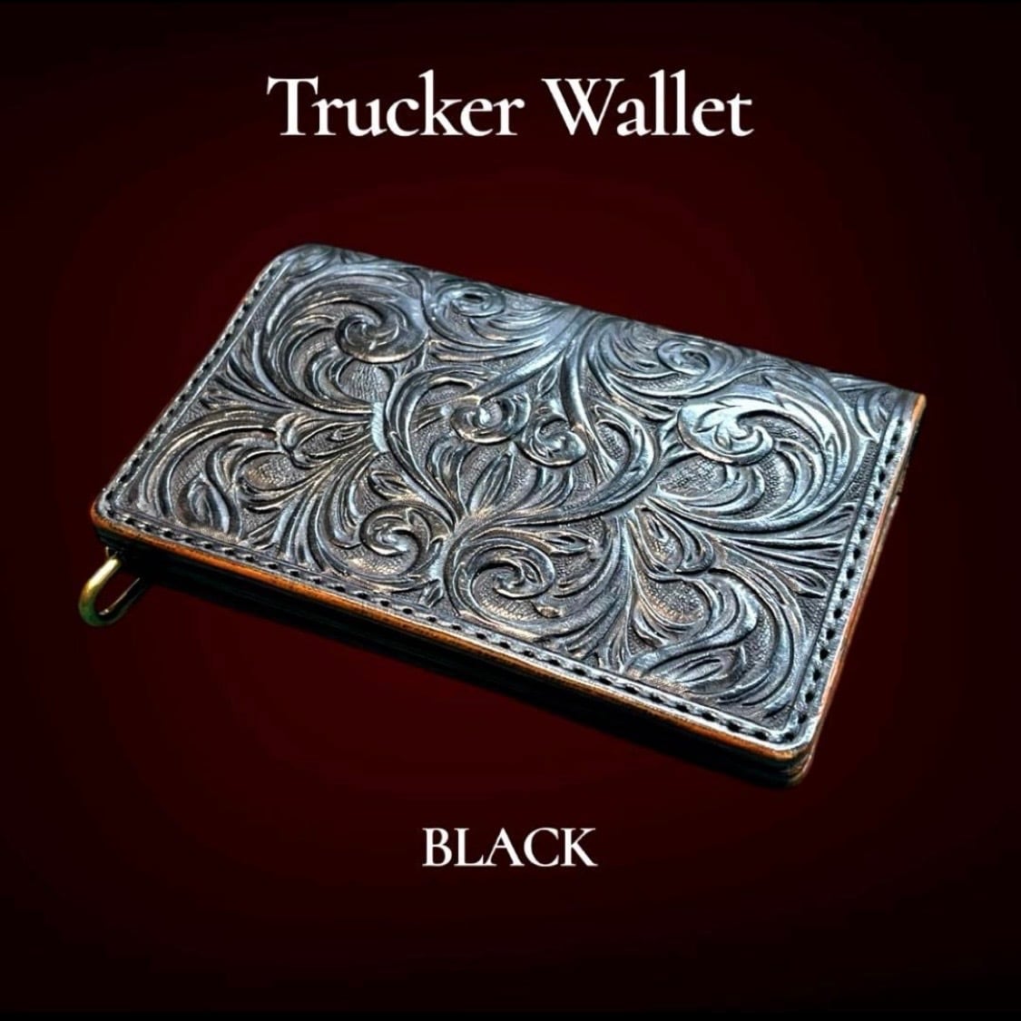 カービング ミドル トラッカーウォレット 3層 アラベスク/BLACK