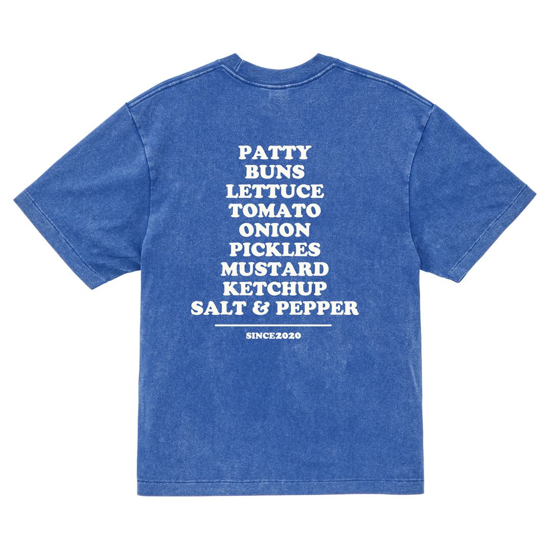DG159 】DOGMATIC HAMBURGER T-SHIRT (FADE WASH BODY) blue